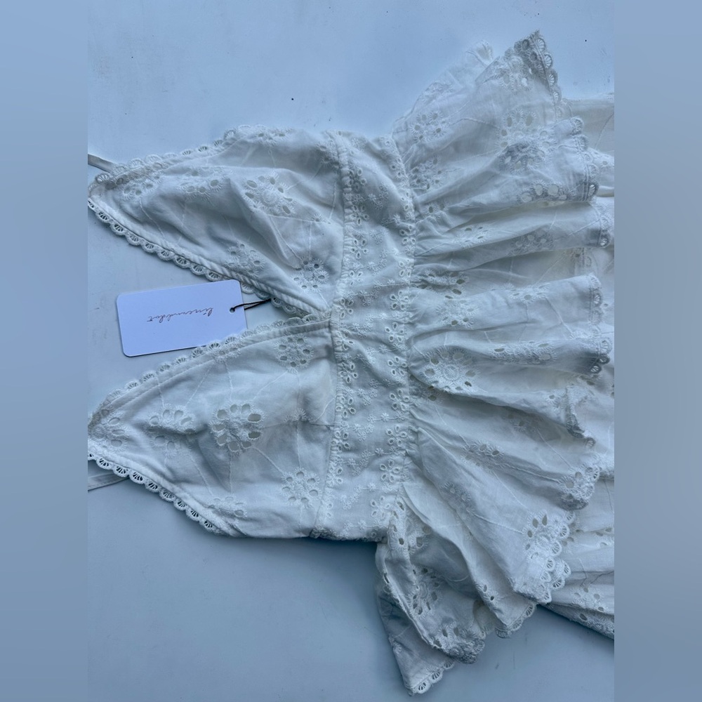 NWT Line and Dot White Pixie Eyelet Lace Maxi Dress, Straps, Cotton, XS - Picture 7 of 12